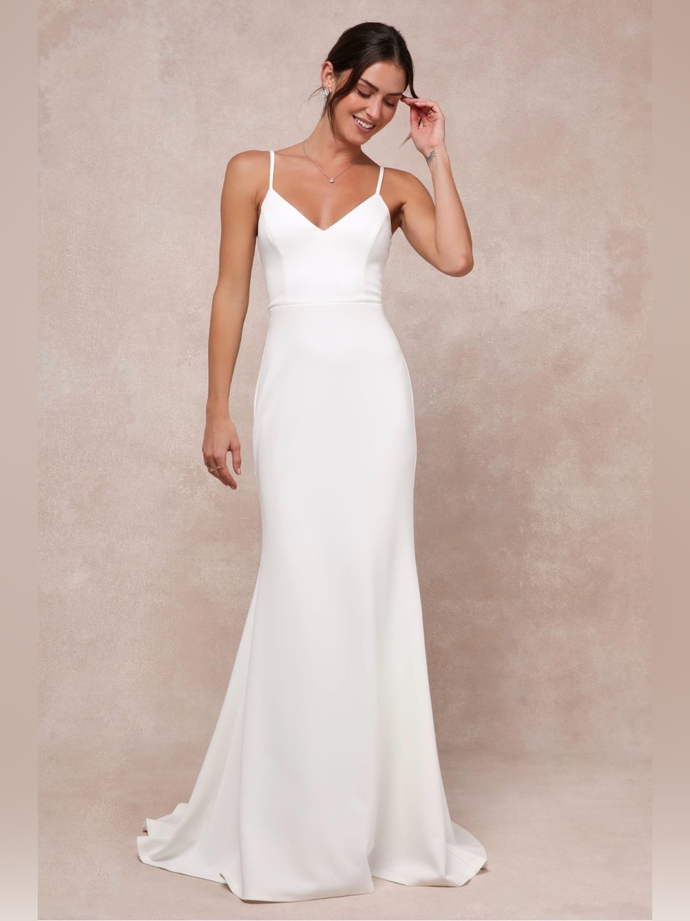 Lulus Feeling of Forever White Sleeveless Mermaid Maxi Dress Size Large